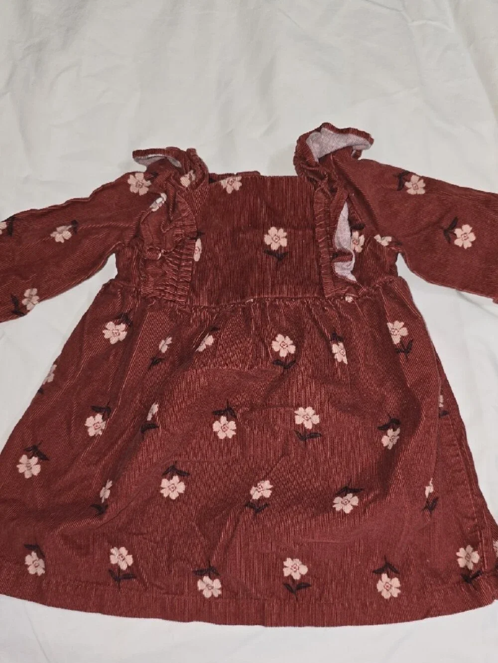 Carter's Rust Floral Dress & Navy Corduroy Pinafore Set
